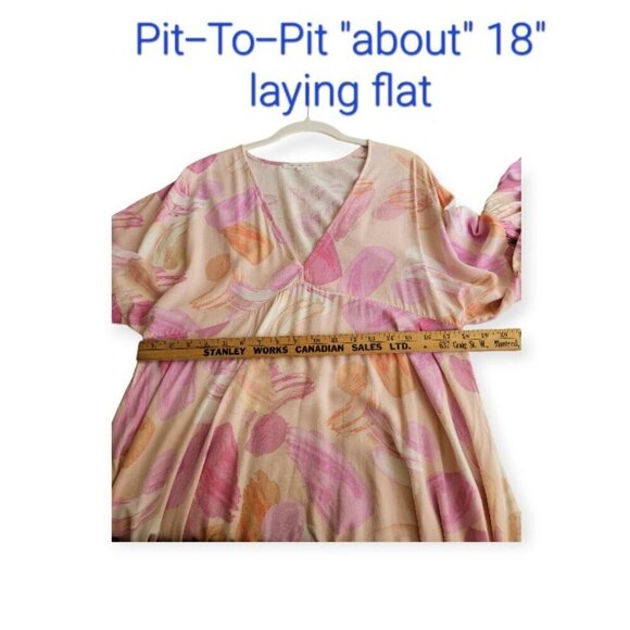 Ruffled Peach Pink Mini Dress V-Neck Bell Sleeves by Label of Love size M - Picture 6 of 8